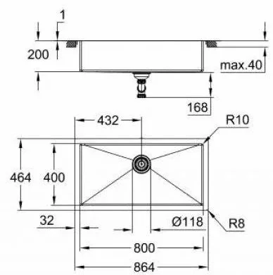 Фото Кухонная мойка GROHE K700 Sink 90 -S 86,4/46,4 1.0 (31580SD1)