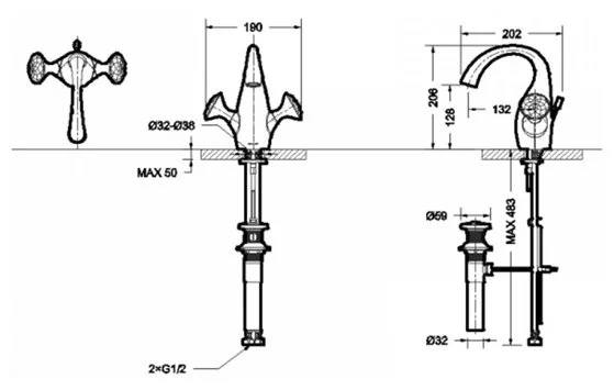 Фото Смеситель BRAVAT F14287G POLAR CRYSTAL