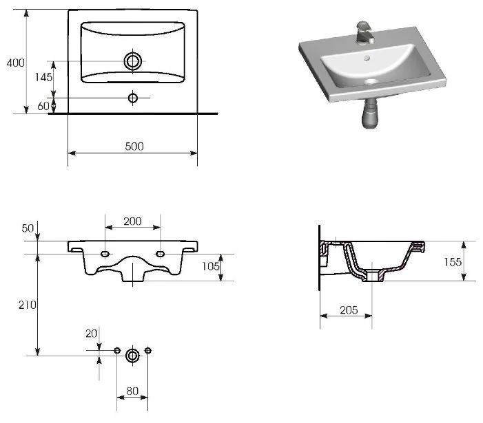 Фото Раковина CERSANIT COMO 50