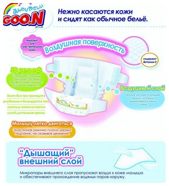 Фотография Подгузники Goo.N 9-14кг L 54шт
