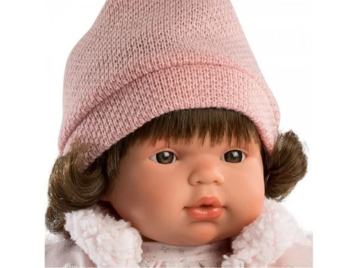 Фото Кукла LLORENS Люся 38см брюнетка в розовй шапочке 38552