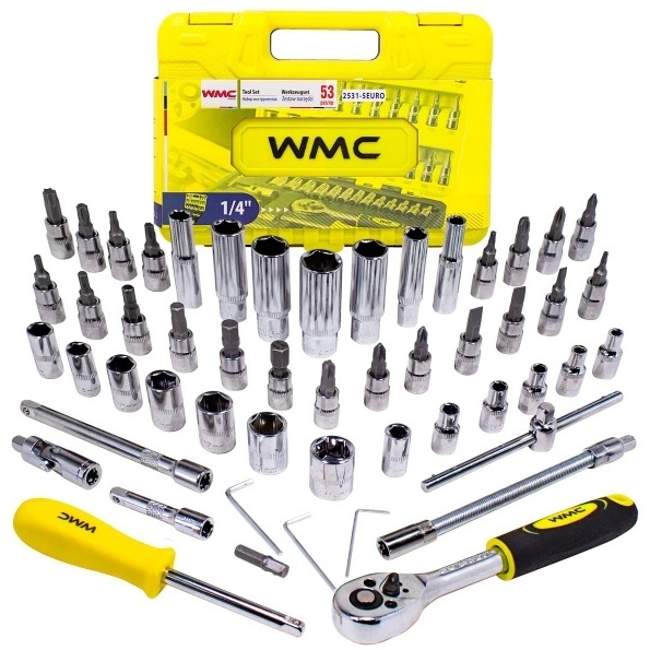 Картинка Набор инструментов WMC TOOLS 53пр. 1/4''(6-гран.) (WMC-2531-5 EURO)