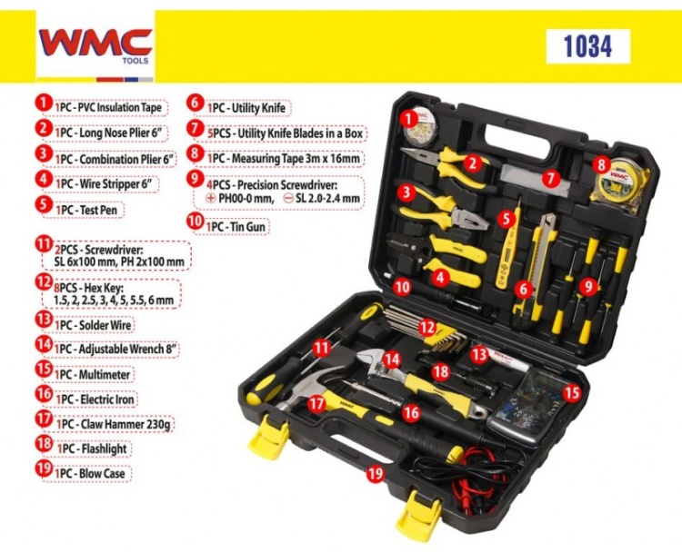 Фото Набор инструментов WMC TOOLS 34 предмета (1034)