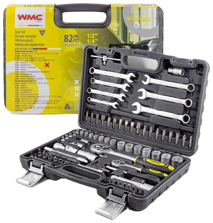 Набор инструментов WMC TOOLS 82пр. 1/4'', 1/2''(6гр)(4-22мм) (WMC-4821-5EURO)