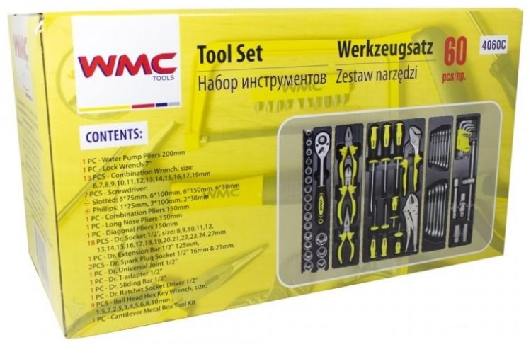 Набор инструментов WMC TOOLS 60пр. 1/2''(6гр)(8-27мм),в складном метал. ящике (WMC-4060C) заказать