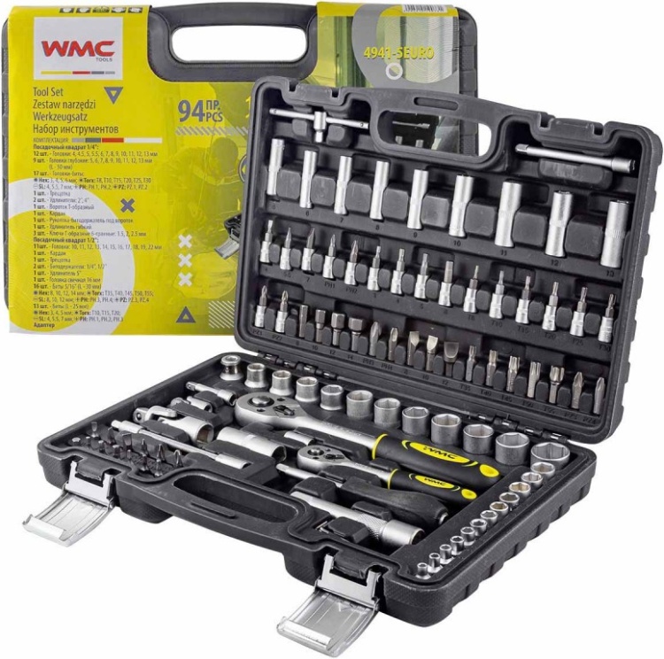 Фото Набор инструментов WMC TOOLS 94пр, 1/4'', 1/2''(6гр.)(4-22мм) (WMC-4941-5EURO)