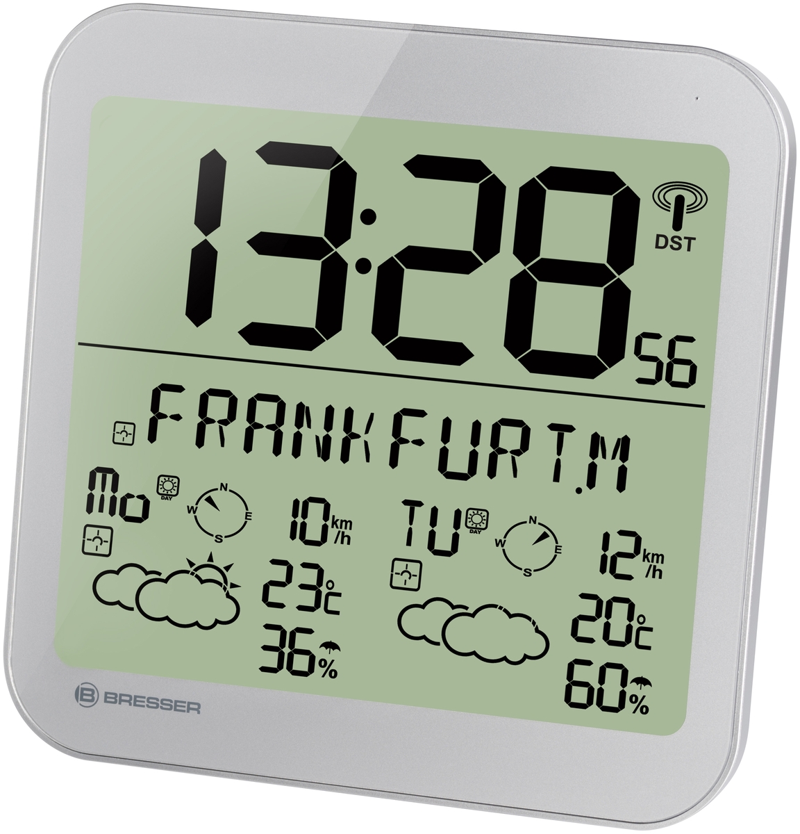 Часы настенные BRESSER MyTime Meteotime LCD, серебристые