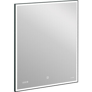 Зеркало CERSANIT LED 011 design 100x80 с подсветкой часы металл. рамка прямоугольное