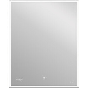 Фотография Зеркало CERSANIT LED 011 design 100x80 с подсветкой часы металл. рамка прямоугольное