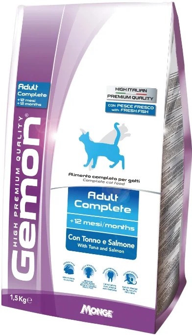 Фото Корм GEMON CAT ADULTСУХОЙ КОРМ ДЛЯ КОШЕК ТУНЕЦ И ЛОСОСЬ 1500 гр