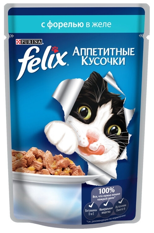 Фотография Корм для кошек PURINA Felix желе форель 85 гр