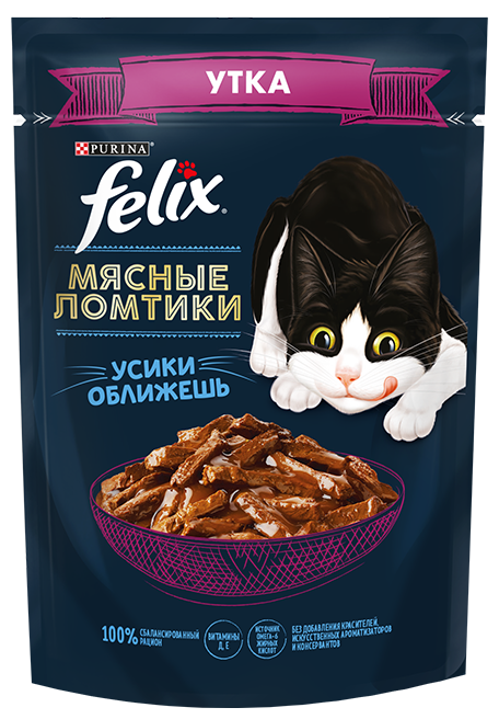 Корм для кошек PURINA Felix Мясные ломтики утка 75 гр