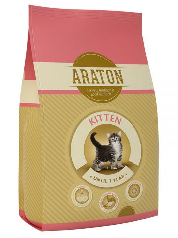 Корм для котят до 12 мес. и беременных кошек ARATON kitten 15 кг