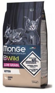Фото Корм MONGE CAT KITTEN BWILD для котят низкозерновой с мясом гуся 1,5 кг (2041)