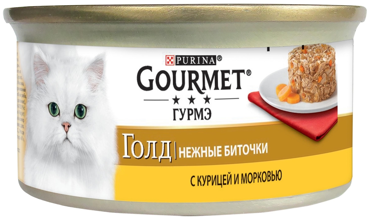 Фотография Корм для кошек PURINA Gourmet Gold курица/морковь 85 гр