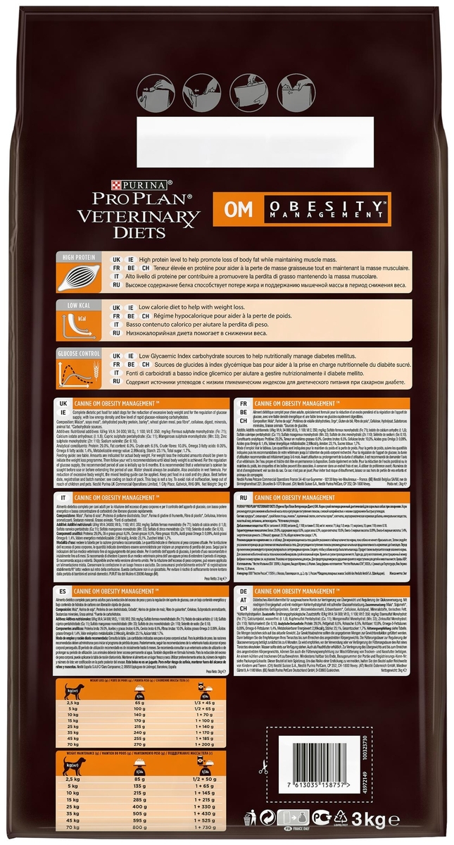 Картинка Корм для собак PURINA Pro Plan VETERINARY DIETS ОМ при ожирении 3 кг