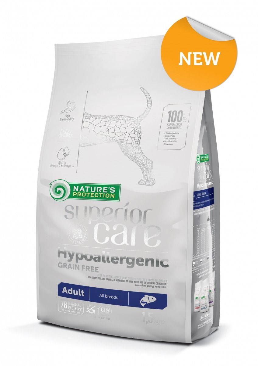 NPSuperiorCare Hypoaller.GrainFree/Salmon Adult All Br.1.5k.корм для взр.собак всех пор.с чувс.пищев