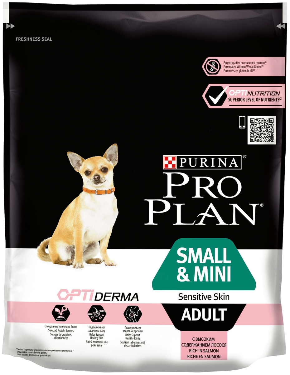 Корм для собак PURINA Pro Plan Adult д/мелк.пород с чувст.кож. лосось 700 гр