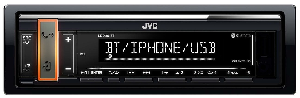 Автомагнитола JVC KD-X361BT 1DIN 4х50Вт