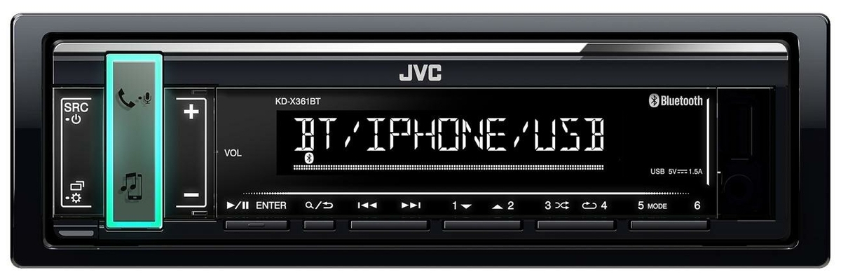 Картинка Автомагнитола JVC KD-X361BT 1DIN 4х50Вт