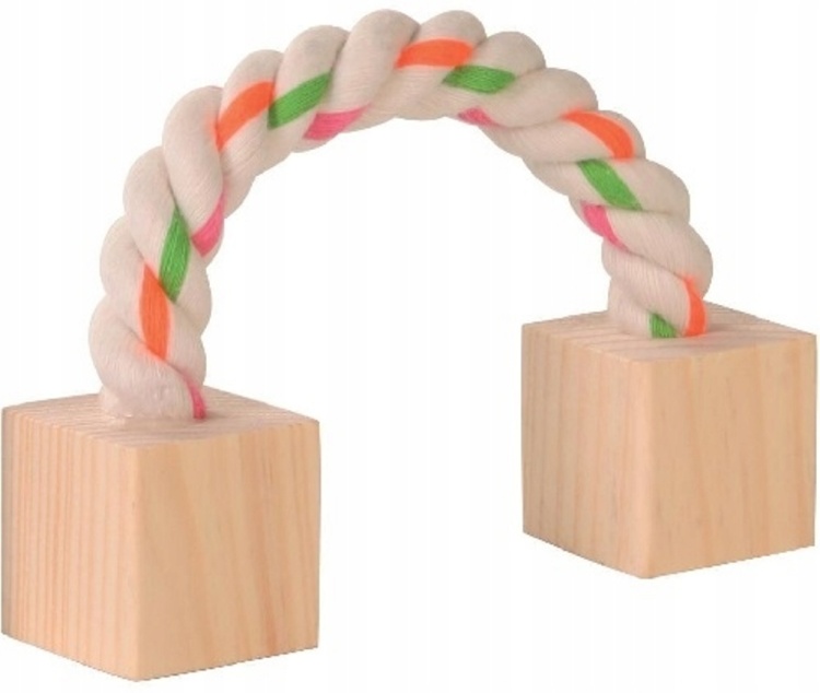 Фото Игрушка TRIXIE для грызунов. Веревка из натурального хлопка. Два деревянных куба. 6186