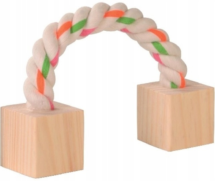 Фото Игрушка TRIXIE для грызунов. Веревка из натурального хлопка. Два деревянных куба. 6186