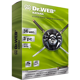 Фото Антивирус Dr.Web Katana на 36 м., 3 ПК, новая лицензия (LHM-KK-36M-3-A3)