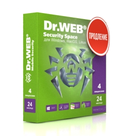 Фото Антивирус Dr.Web Security Space на 24 м., 4 ПК, продление лицензии (LHW-BK-24M-4-B3)