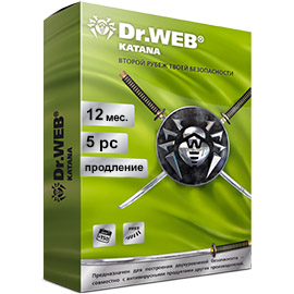 Фото Антивирус Dr.Web Katana на 12 м., 5 ПК, продление лицензии (LHM-KK-12M-5-B3)