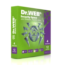 Фото Антивирус Dr.Web Security Space на 12 м., 4 ПК, новая лицензия (LHW-BK-12M-4-A3)