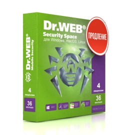 Фото Антивирус Dr.Web Security Space на 36 м., 4 ПК, продление лицензии (LHW-BK-36M-4-B3)