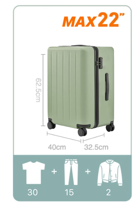 Картинка Чемодан Xiaomi NinetyGo Danube Max Luggage 22&quot; Green