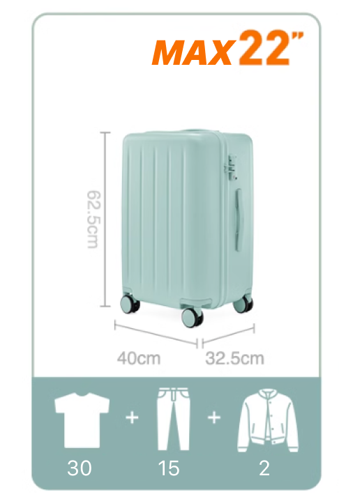 Картинка Чемодан Xiaomi NinetyGo Danube Max Luggage 22&quot; Mint Green