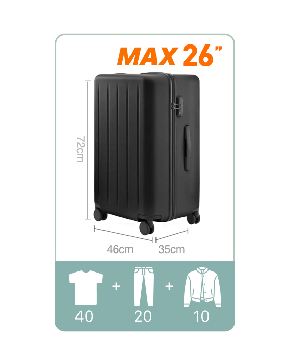 Картинка Чемодан Xiaomi NinetyGo Danube Max Luggage 26&quot; Black