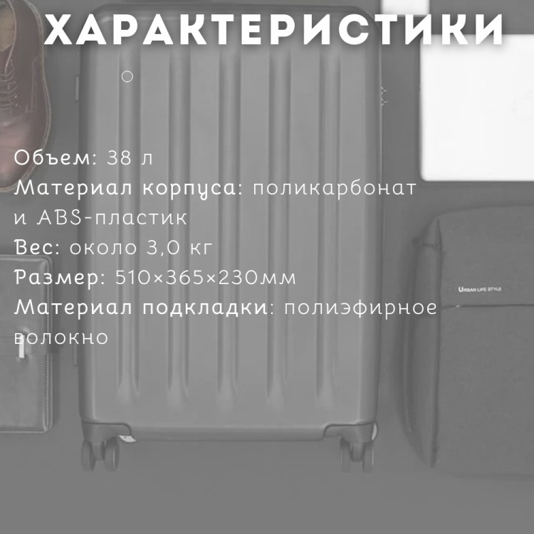Чемодан XIAOMI NINETYGO Danube Luggage 20'' Magic Night Black Казахстан