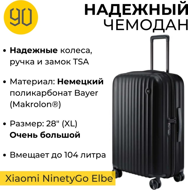 Фото Чемодан NINETYGO Elbe Luggage 28 Black Фото Чемодан NINETYGO Elbe Luggage 28 Black