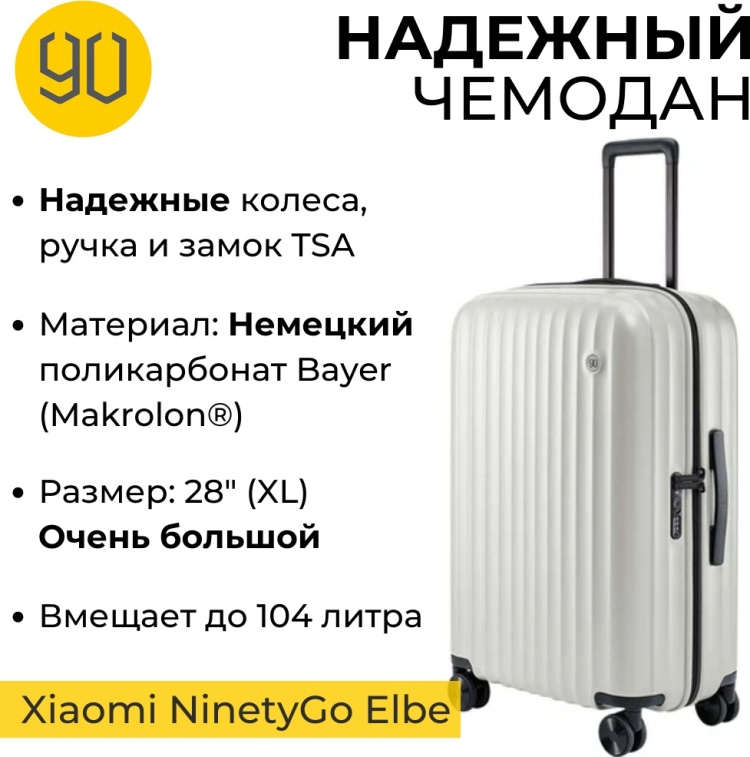 Чемодан NINETYGO Elbe Luggage 28 White