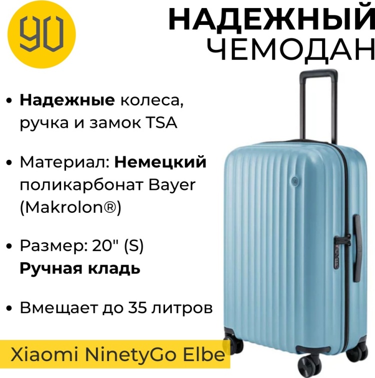 Чемодан NINETYGO Elbe Luggage 20 Blue