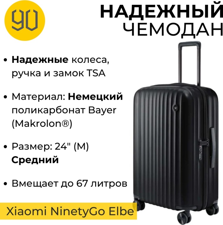 Чемодан NINETYGO Elbe Luggage 24 Black