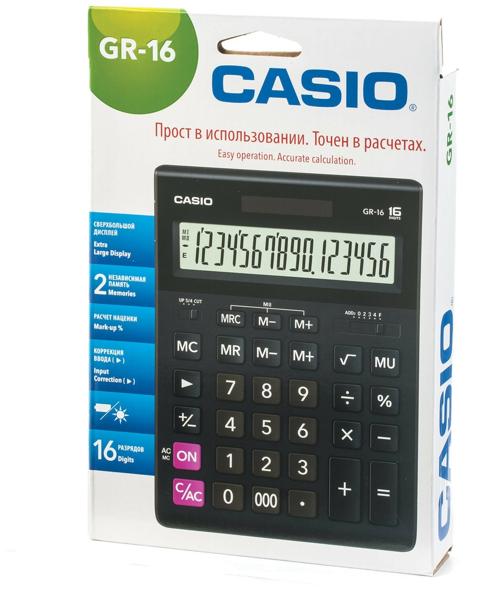 Фото Калькулятор настольный CASIO GR-16-W-EP