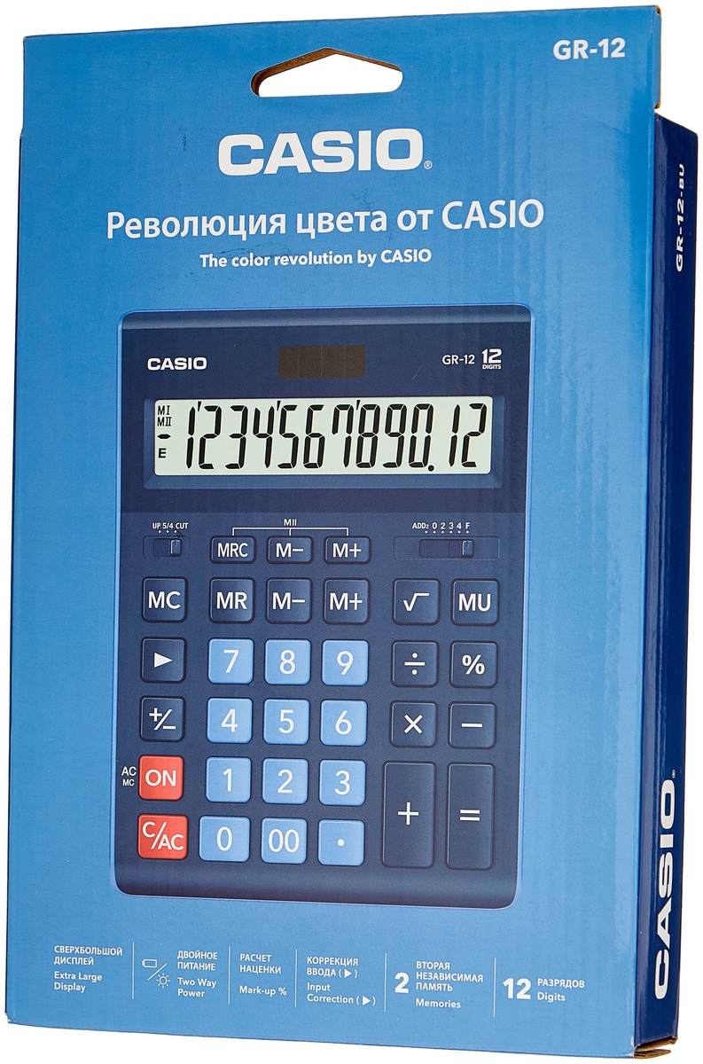 Фото Калькулятор настольный CASIO GR-12-BU-W-EP синий