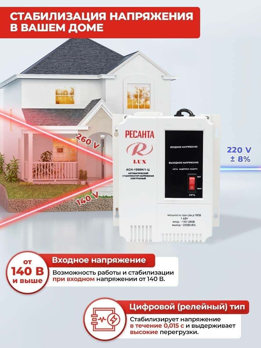 Стабилизатор РЕСАНТА LUX АСН-1000Н/1-Ц Казахстан