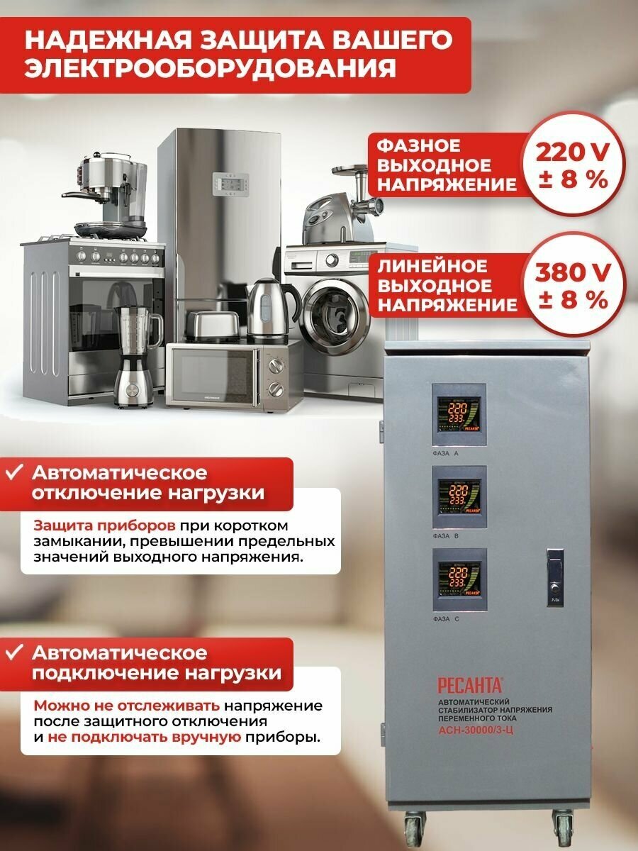 Стабилизатор РЕСАНТА АСН-30000/3-Ц Казахстан