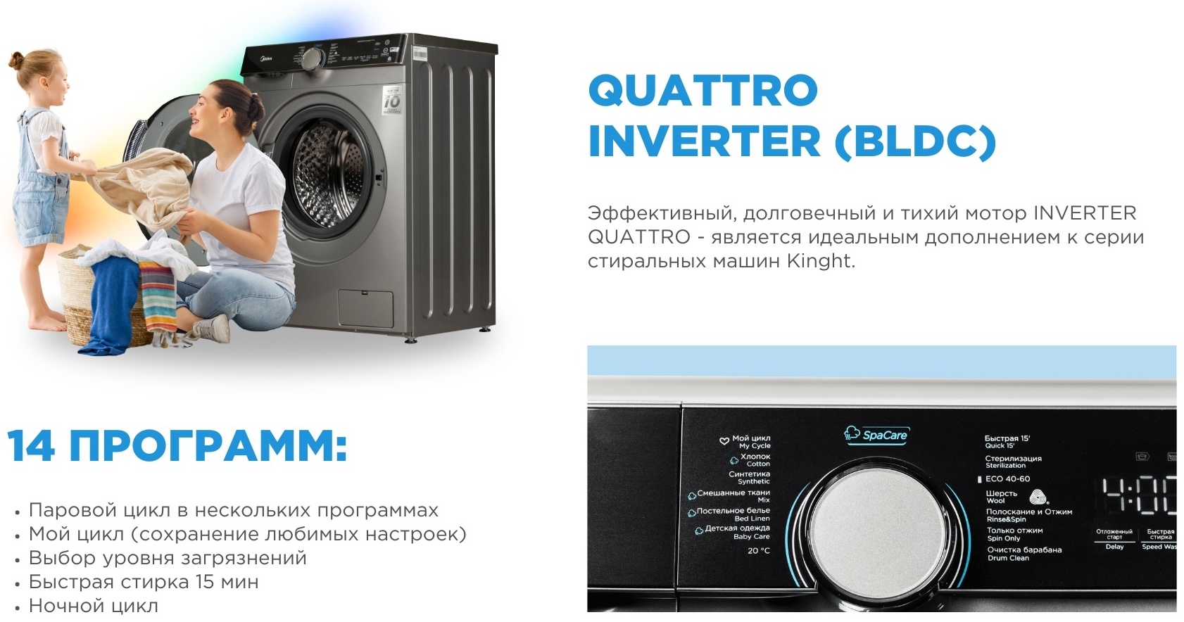 Стиральная машина MIDEA MFK03W80B/S-C Казахстан