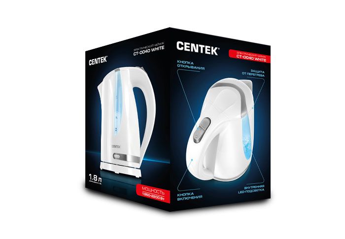 Цена Чайник CENTEK CT-0040 White