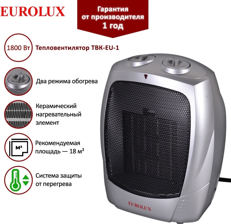 Цена Тепловентилятор EUROLUX ТВК-EU-1 (67/2/6)
