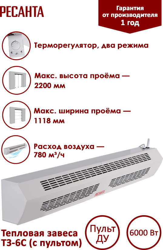 Фото Тепловая завеса РЕСАНТА ТЗ-6С (67/6/3)