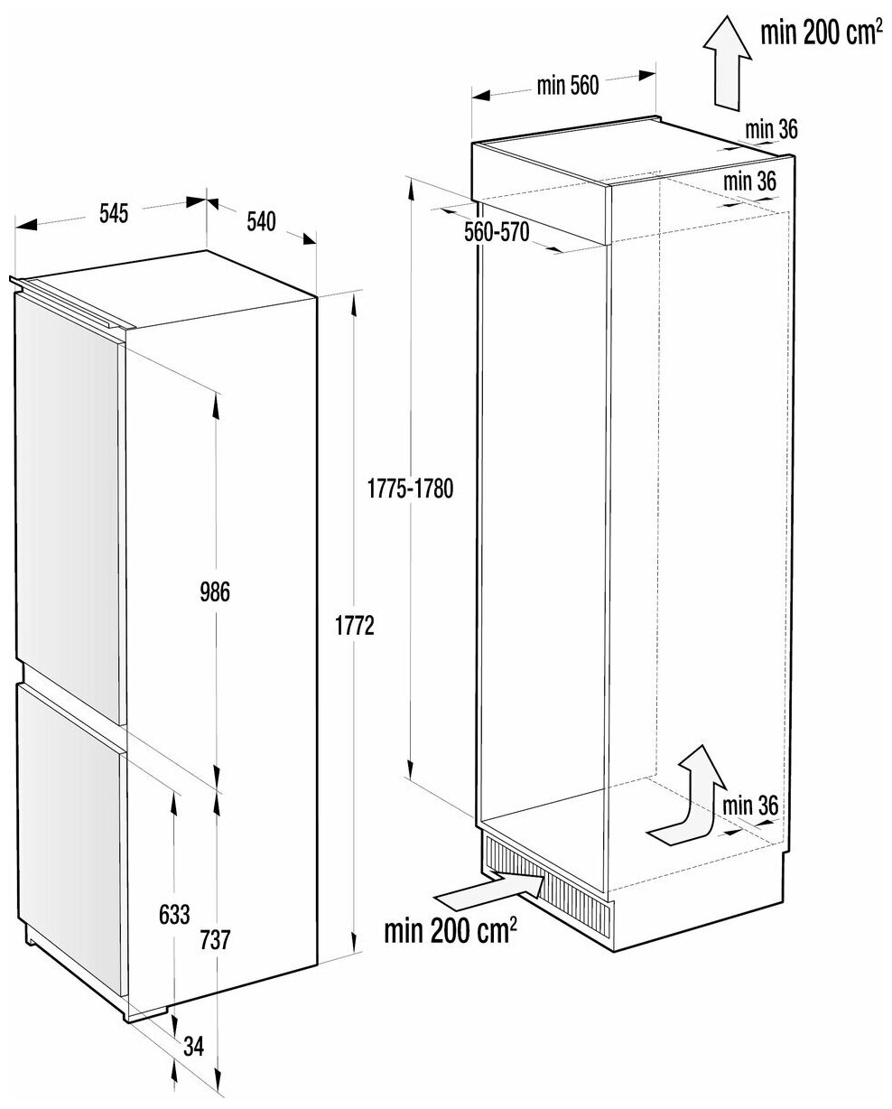 Встраиваемый холодильник GORENJE RKI4182E1 Казахстан