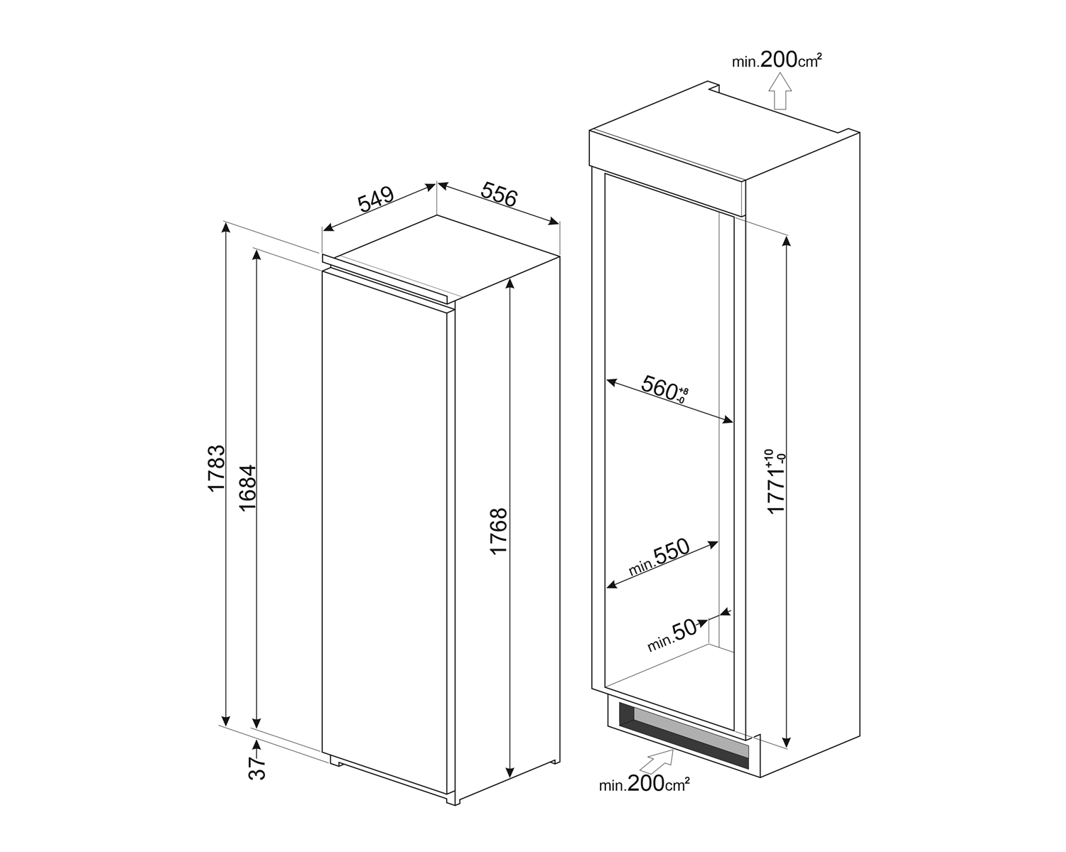 Фотография Встраиваемый холодильник SMEG S8L174D3E