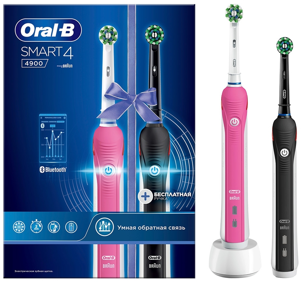 Зубная щетка (набор) BRAUN Oral-B Smart 4 4900 D601.525.3H Black+Pink (3767)